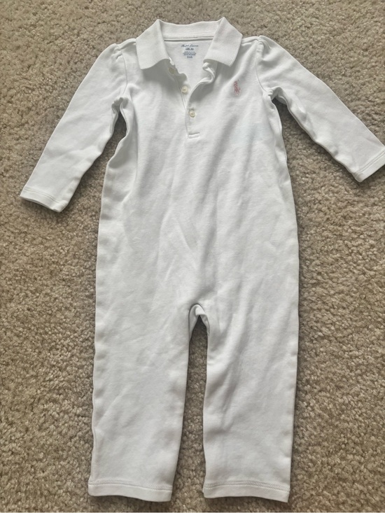 Ralph Lauren Other - Ralph Lauren White Long-Sleeve Polo Footed One-Piece